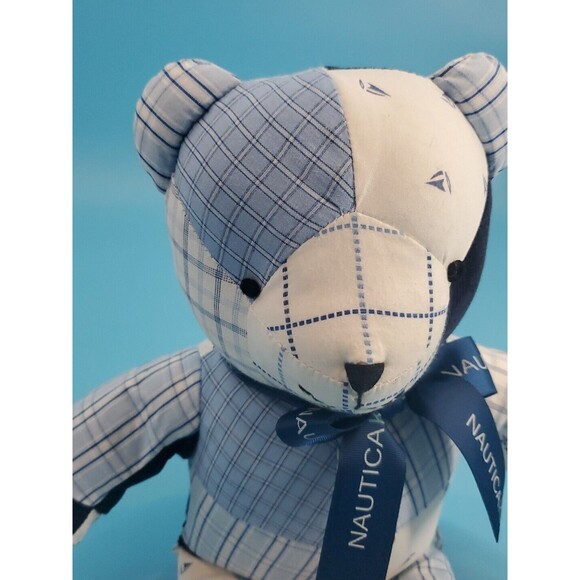 Nautica Kids Corduroy Patchwork Teddy Bear Stuffed Animal Plush Nursery Appx 15" - Picture 4 of 9